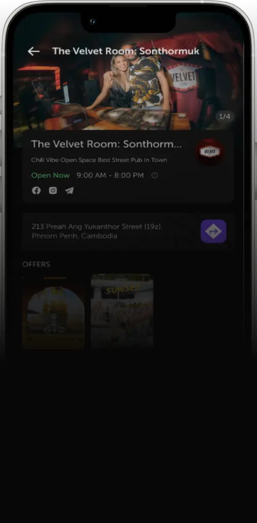restaurant information screen mockup